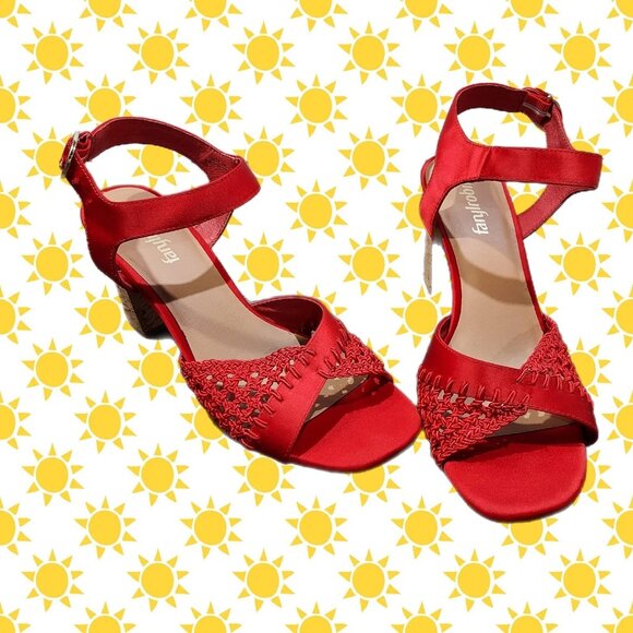 Anthropologie Shoes - Fanylrobon Red Cloth Shoes Anthropologie Sandals